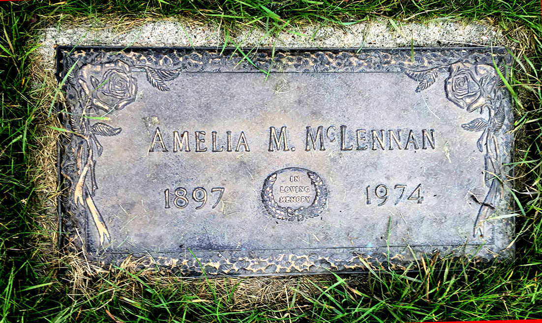 Photo of headstones/Amelia M McLennan 1897-1974 hdstn Edmonton Evergreen Mem Gdns